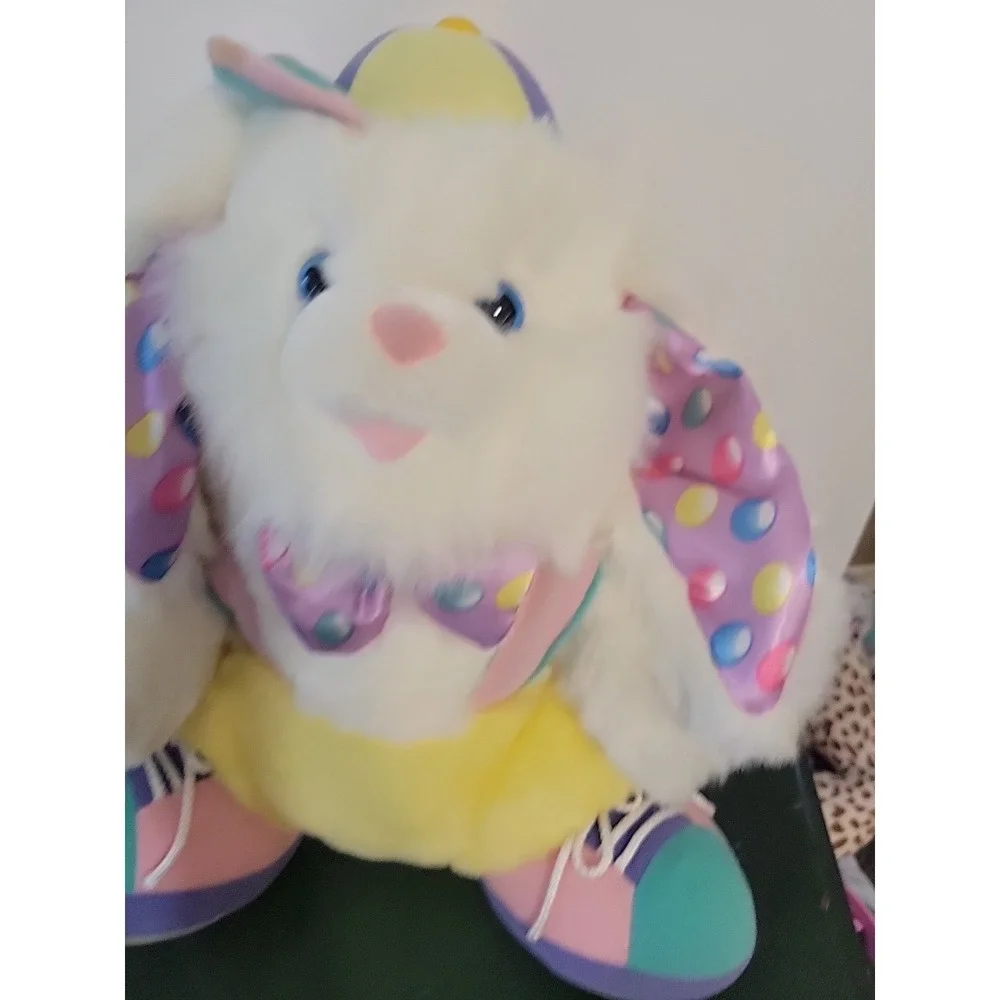 Vtg Pastal Bunny Rabbit Plush Jellybean Satin Bowtie 16